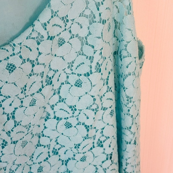 Aritzia Talula Floral Aqua Teal Blue Sleeveless Top Blouse SZ small - Picture 6 of 7